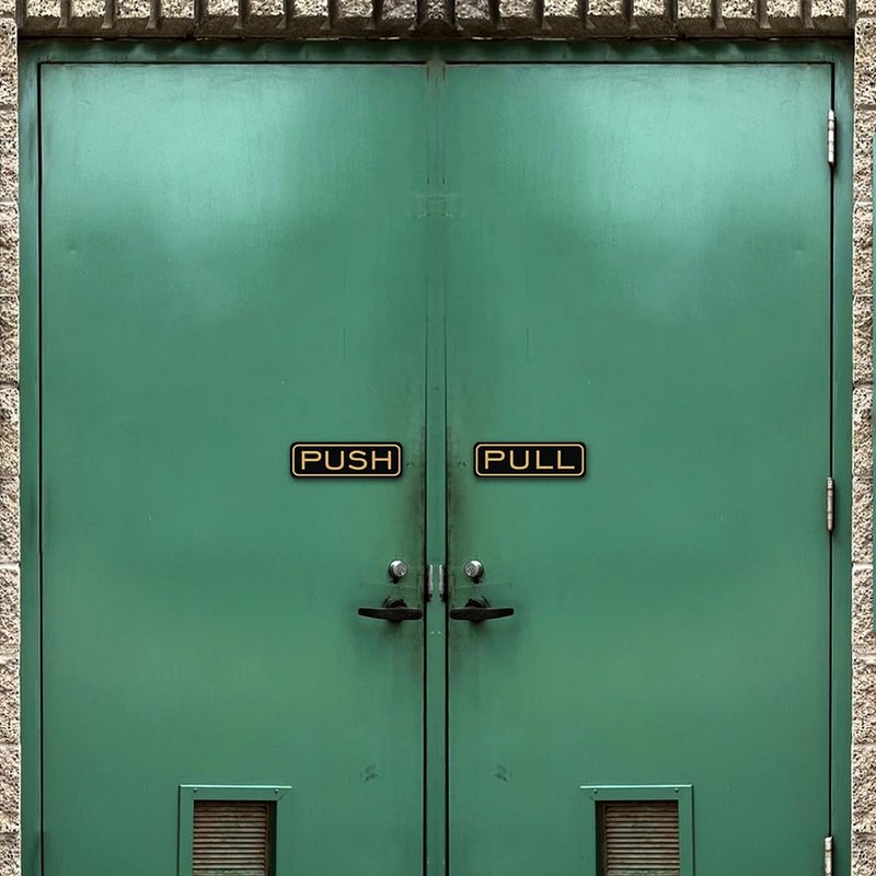 All Quality Classic Horizontal Push Pull Door Sign - Easy to Install | Durable Door Safety Signs (Brushed Silver) - Large (1 Set) - Image 4